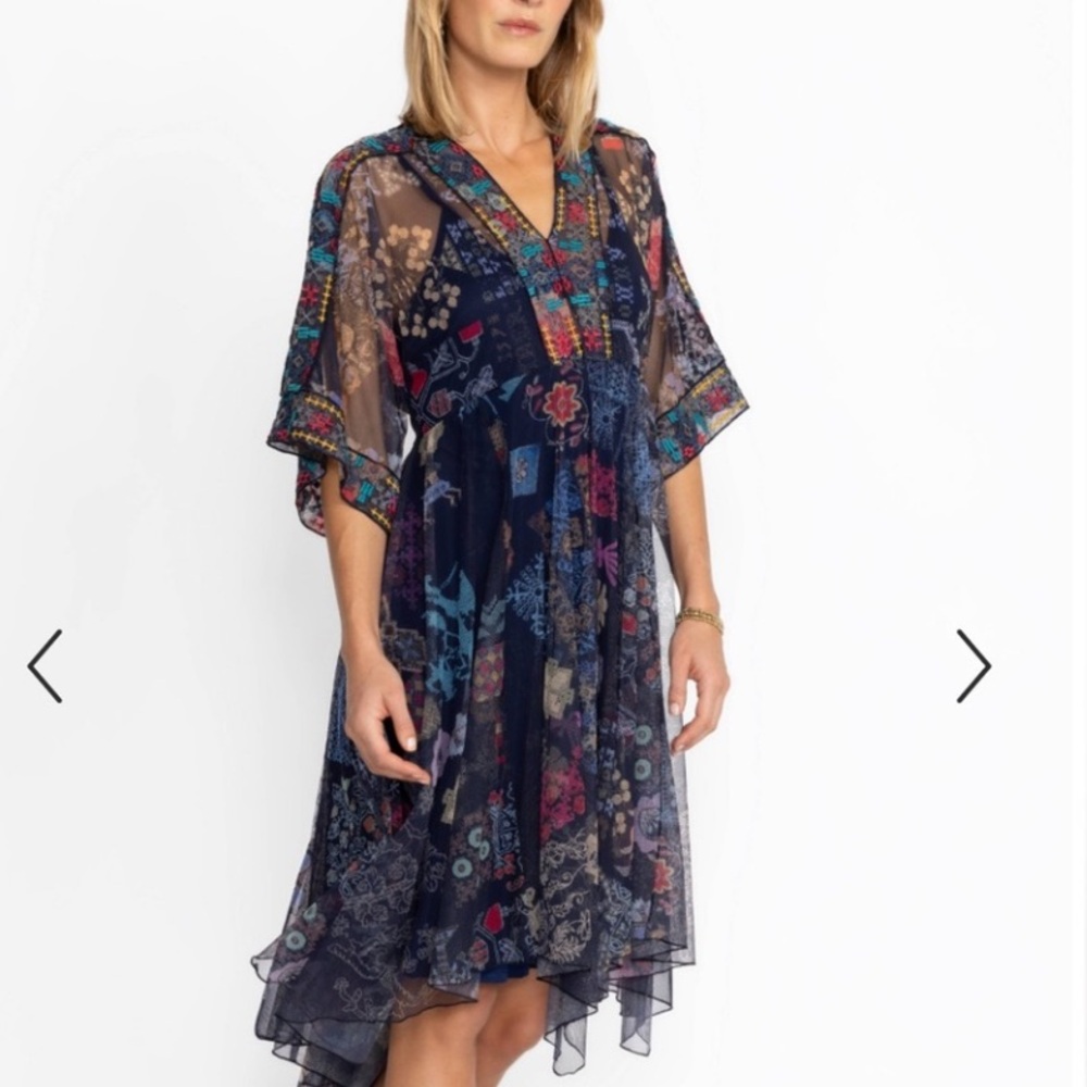 Johnny Was ELREY KAFTAN MESH DRESS w/ slip